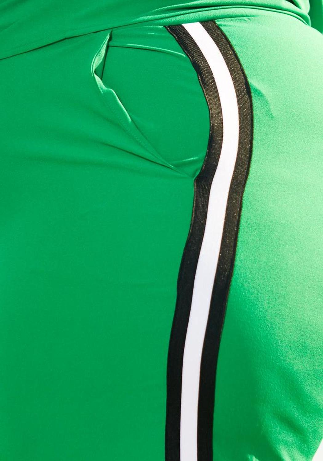 Pleione Plus Size Women's Striped Side Binding Pants In Green