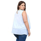 N/A Pleione Plus Size Mock Neck Sleeveless Chiffon Blouse In White