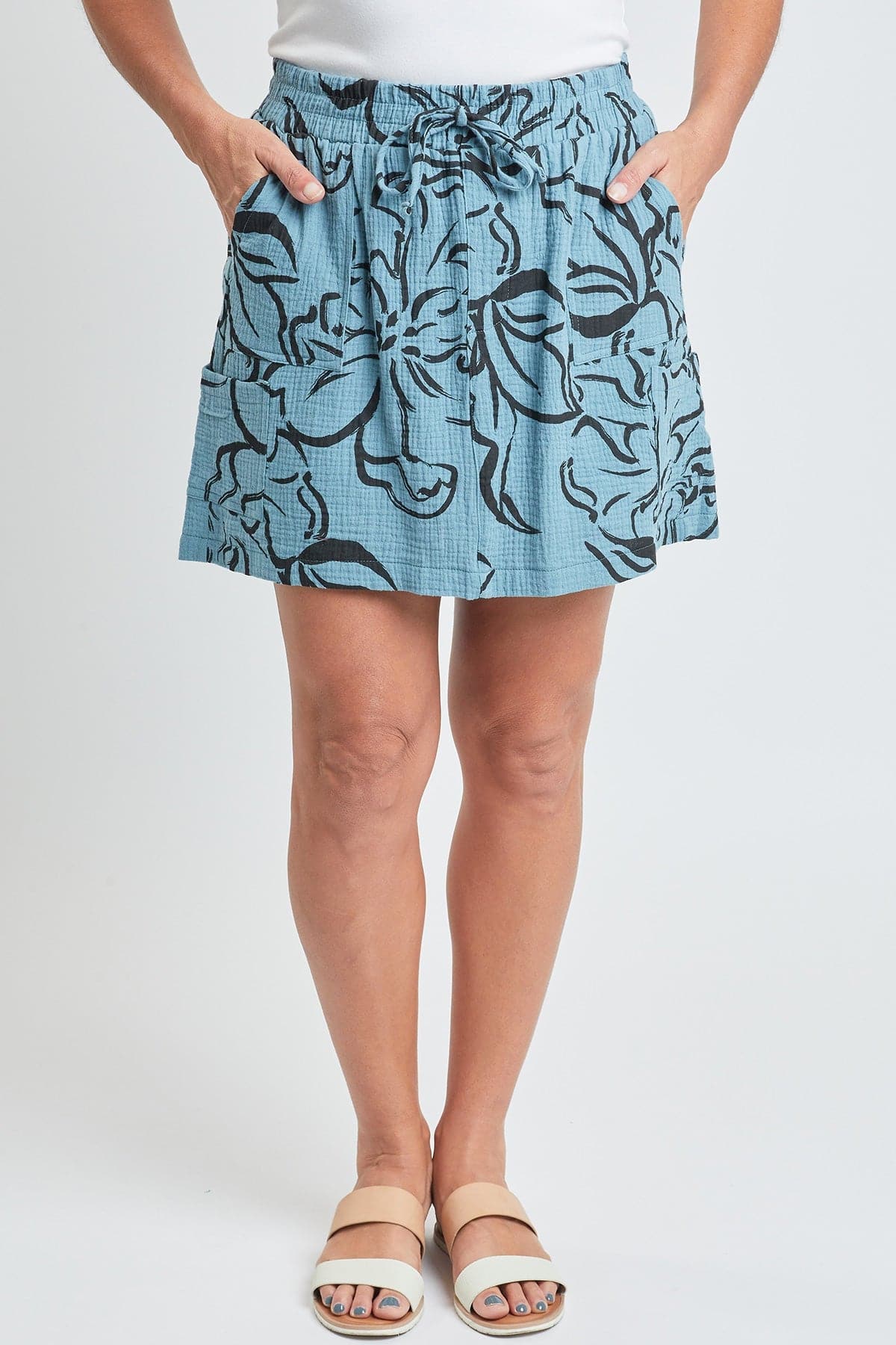 Cotton Gauze Cargo Skort