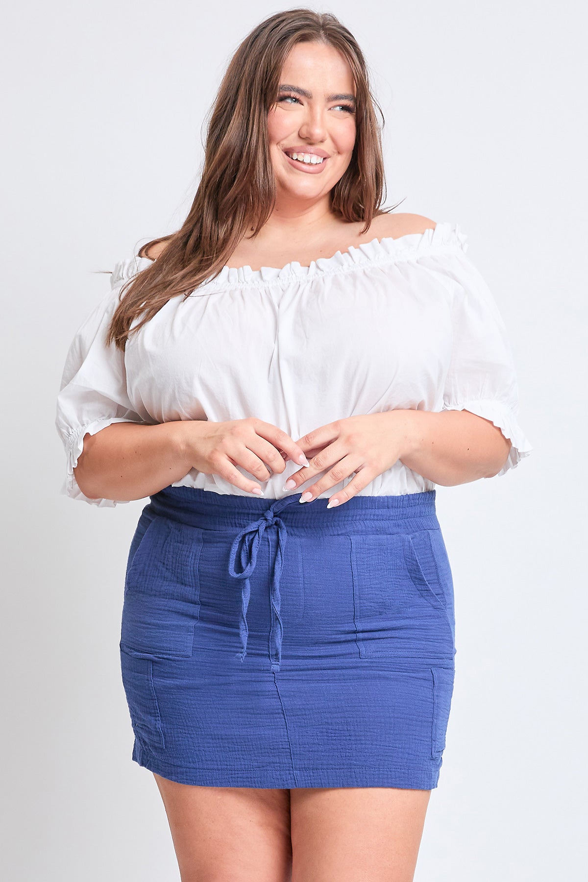 Cotton Gauze Cargo Skort