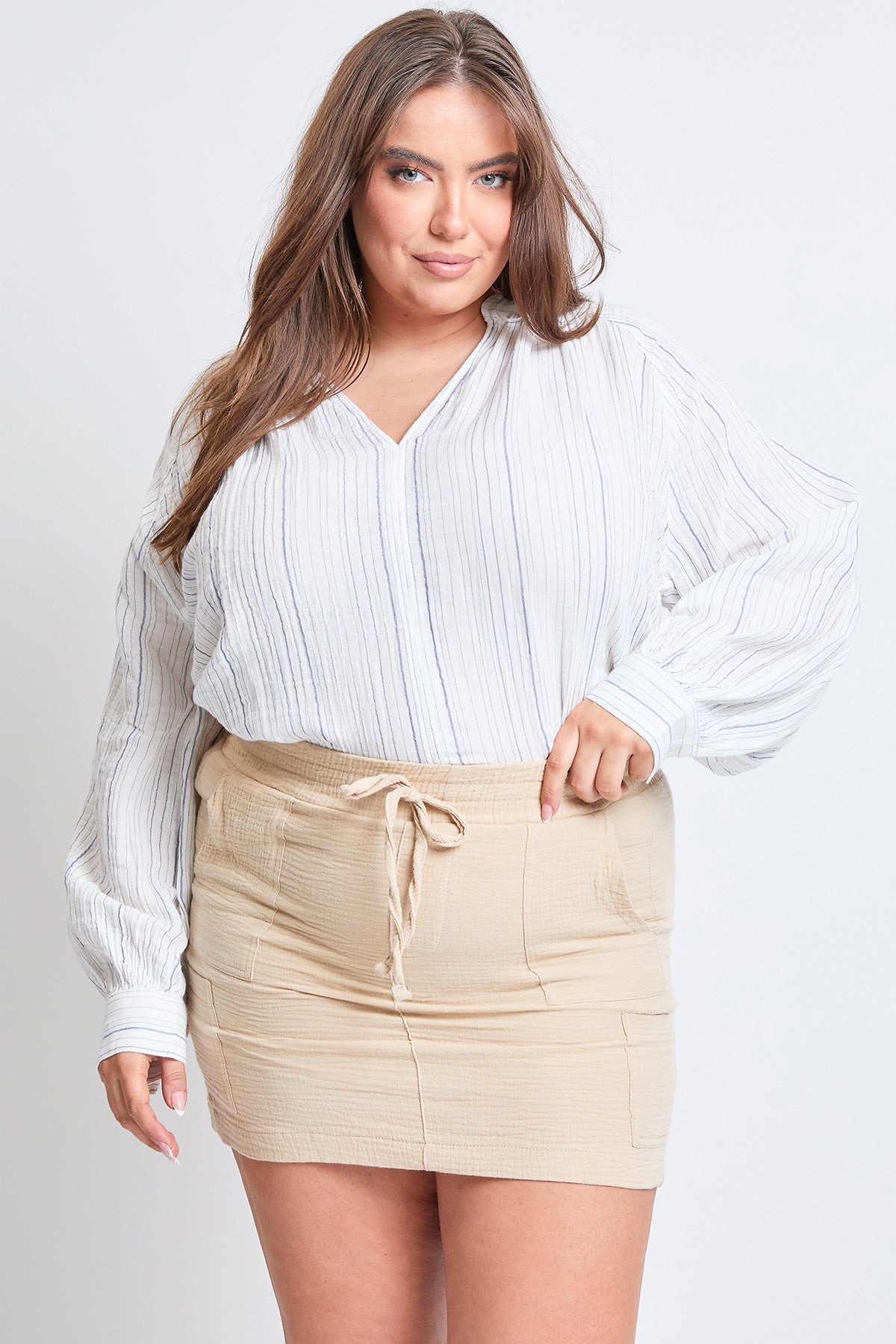 Cotton Gauze Cargo Skort