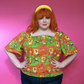 Brownstone Betties Square Neck Peasant Top in Pumpkin & Olive