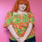 Brownstone Betties Square Neck Peasant Top in Pumpkin & Olive
