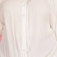 N/A Pleione Plus Size Pleated Tie Hem Button Down Blouse in Ivory