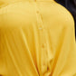 N/A Pleione Plus Size Pleated Tie Hem Button Down Blouse in Mustard