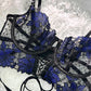 Black&Blue Lace Tie Adjustable Sculpting Body Lingerie Set