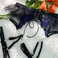 Black&Blue Lace Tie Adjustable Sculpting Body Lingerie Set