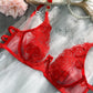 Red Embroidered Sexy Push Up Lingerie Set