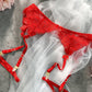 Red Embroidered Sexy Push Up Lingerie Set