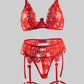 Red Embroidered Sexy Push Up Lingerie Set