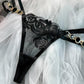 Black Embroidered Sexy Push Up Lingerie Set