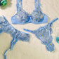 Azure Blossom Embroidery Lingerie Set