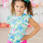 Watercolor Butterflies S/S Ruffle Tee