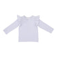 White L/S Ruffle Tee