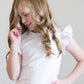 White S/S Ruffle Tee