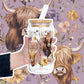Wildflower Highland Cow With Lid and Straw