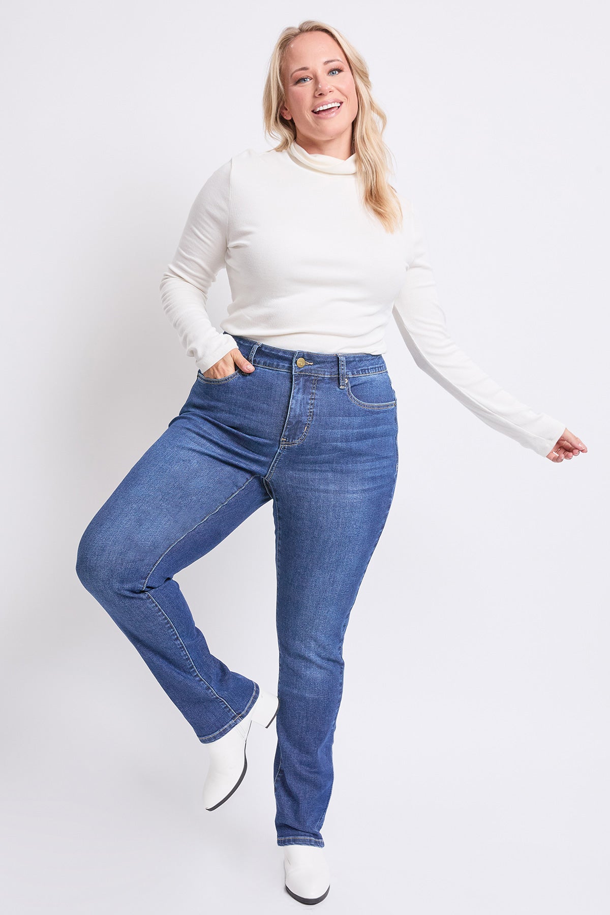 High Rise Basic 5 Pocket Straight  Jeans