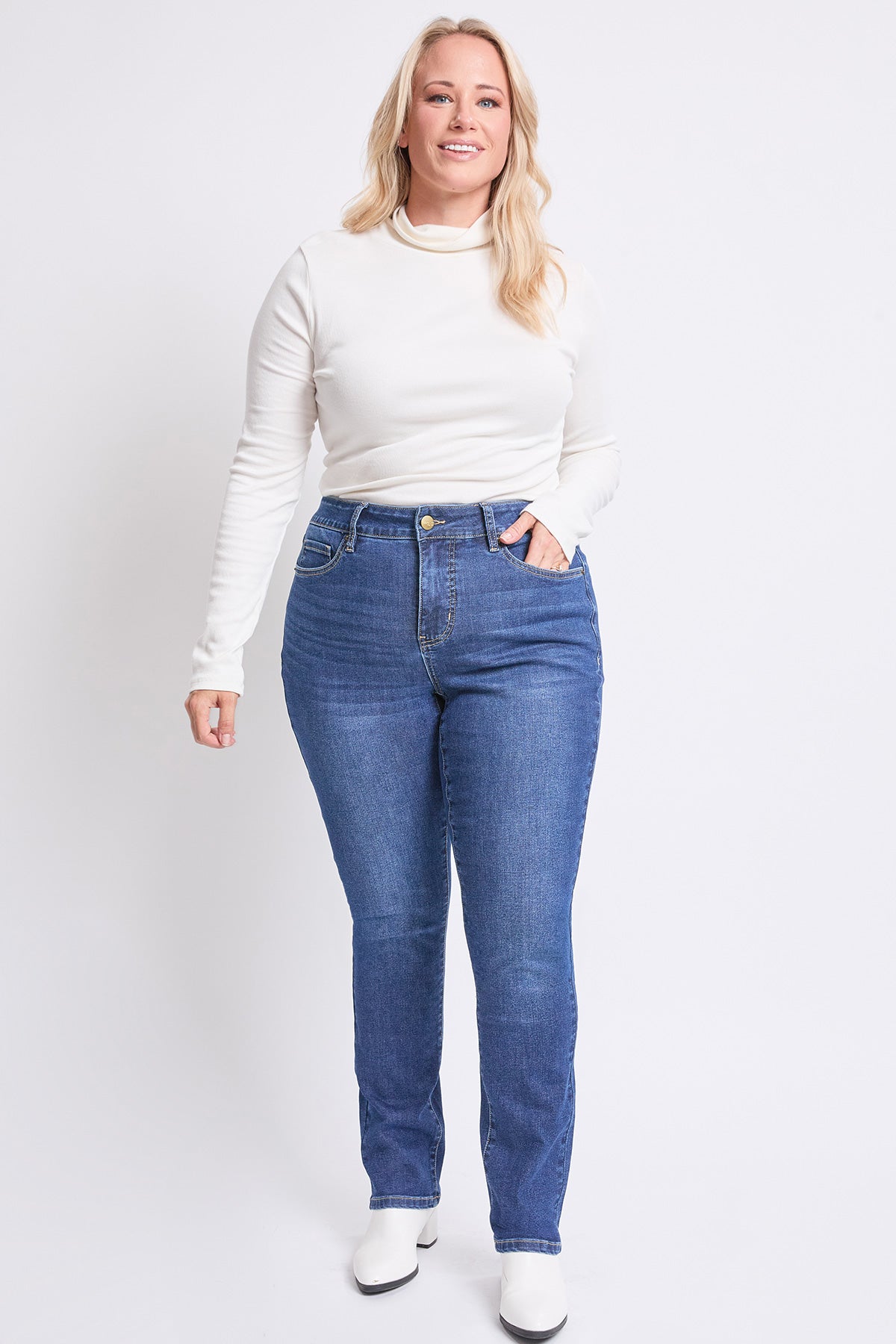 High Rise Basic 5 Pocket Straight  Jeans