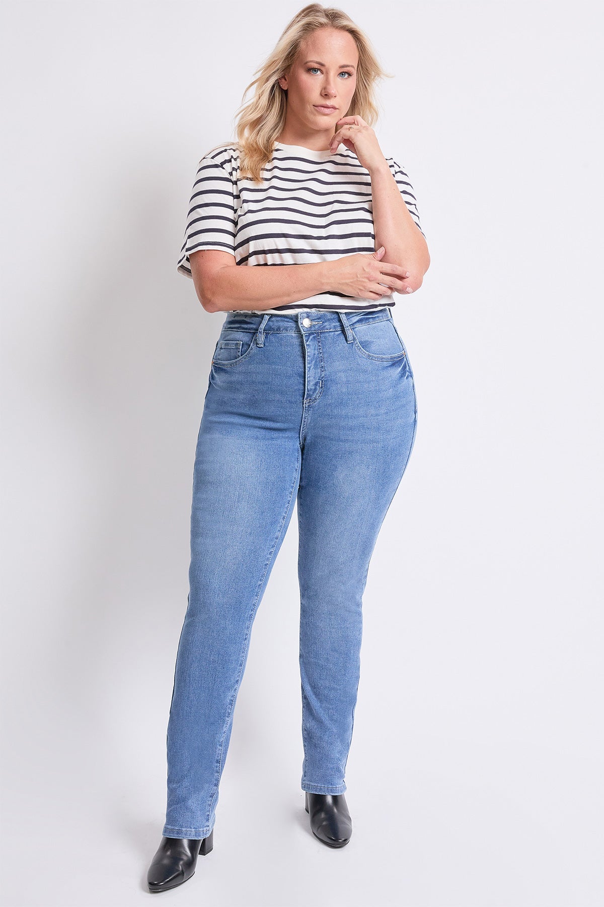 High Rise Basic 5 Pocket Straight  Jeans