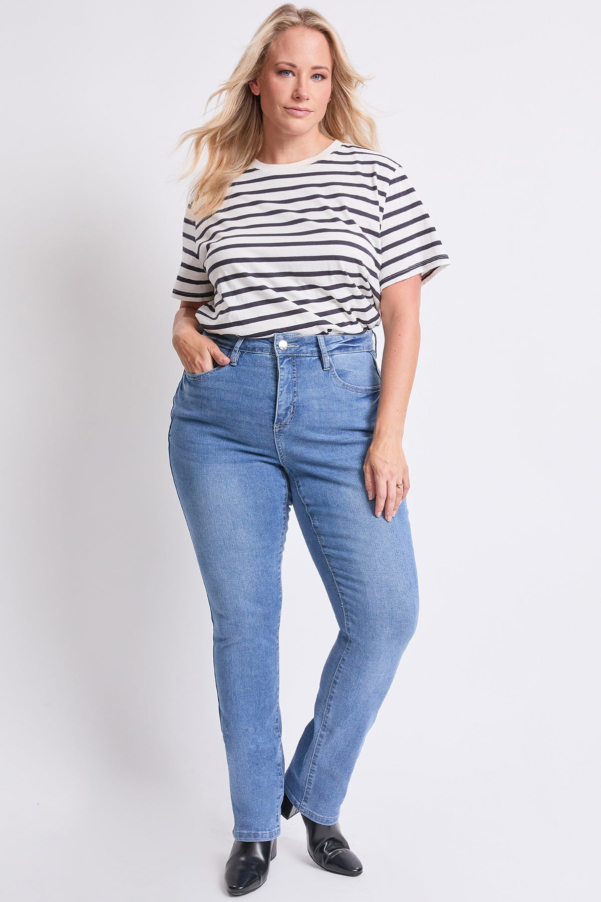 High Rise Basic 5 Pocket Straight  Jeans