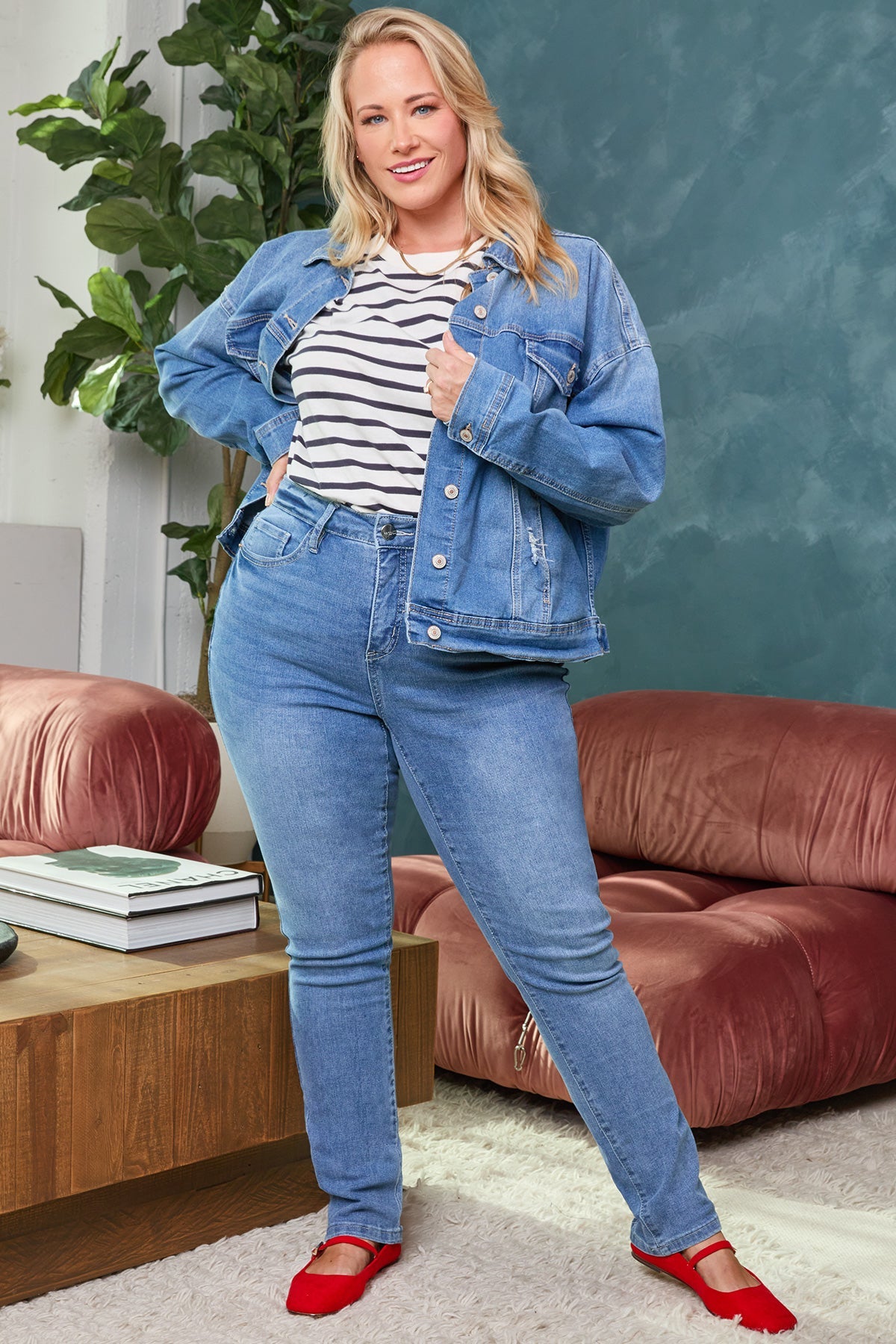 High Rise Basic 5 Pocket Straight  Jeans