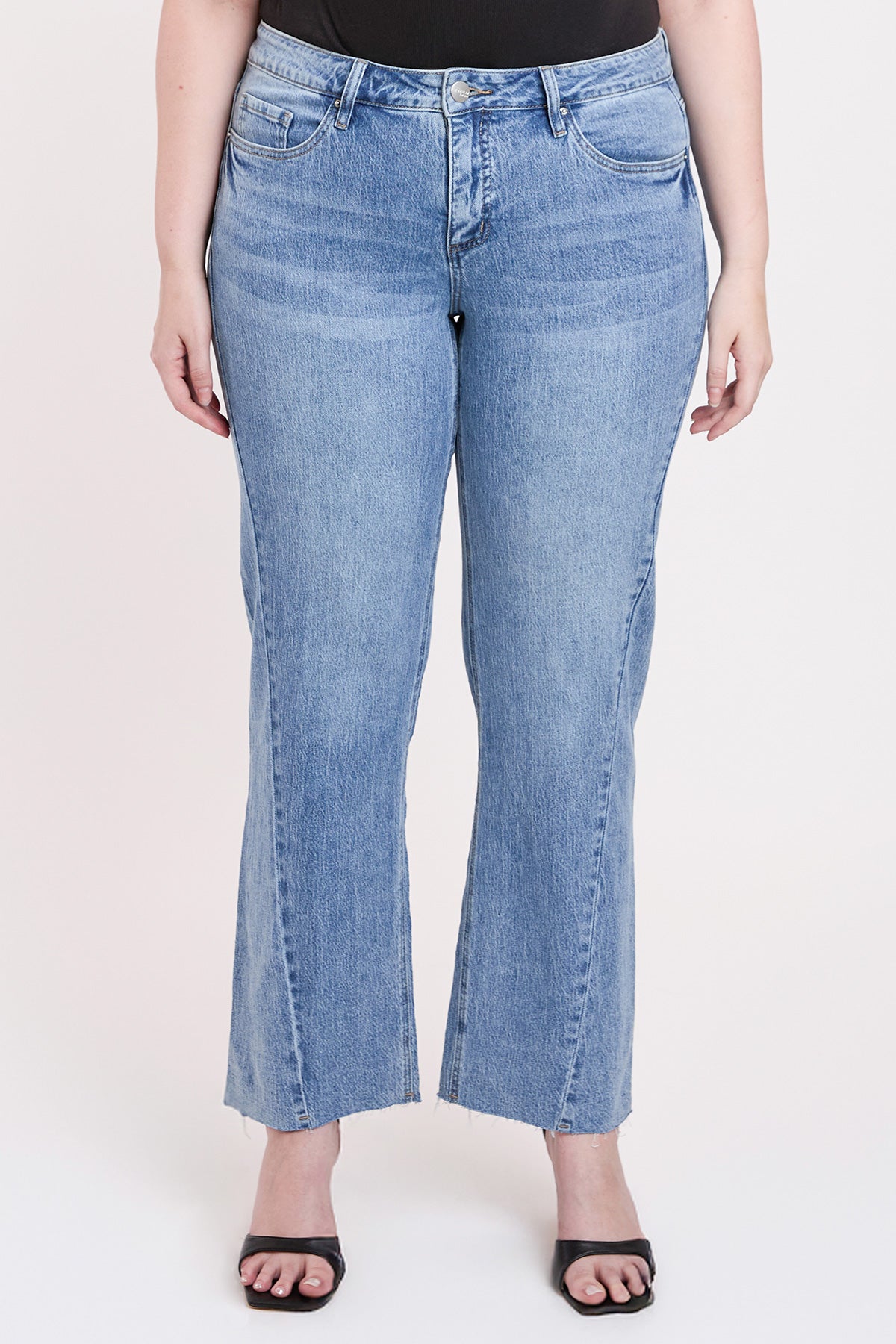 Luxe Wide Leg Jeans with Raw Hem