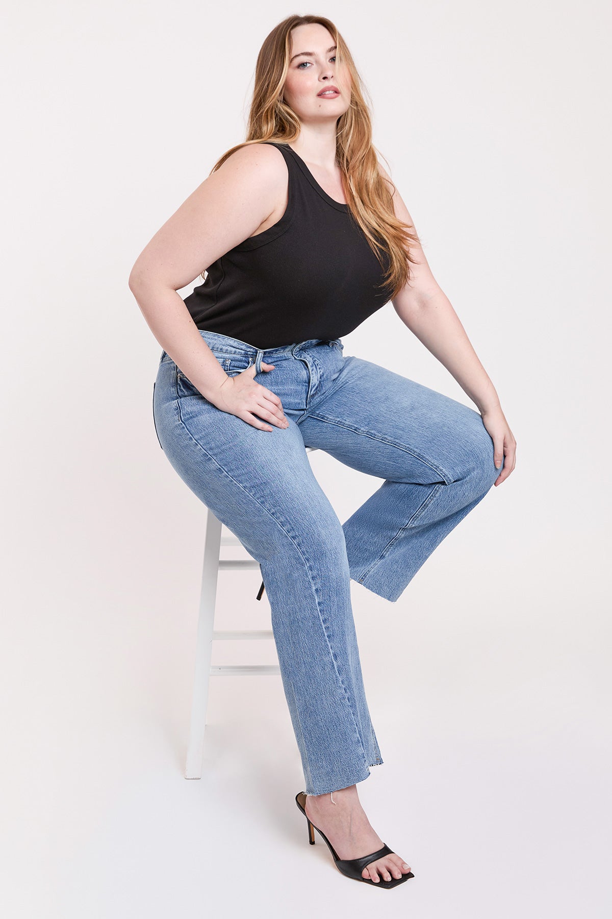 Luxe Wide Leg Jeans with Raw Hem