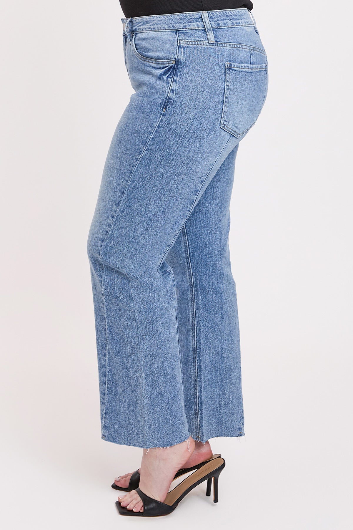 Luxe Wide Leg Jeans with Raw Hem