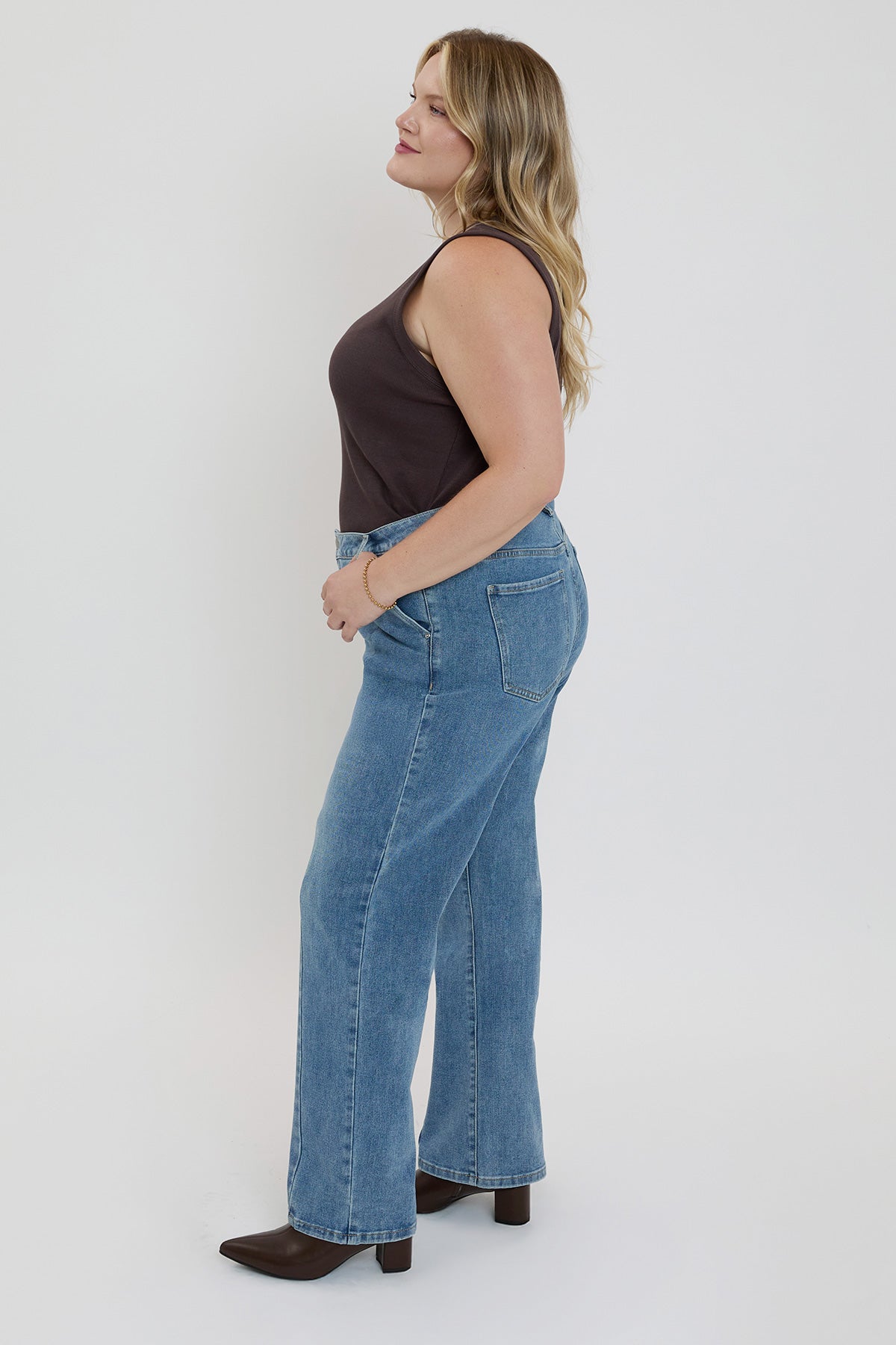 Front Seam Wide Leg Jeans