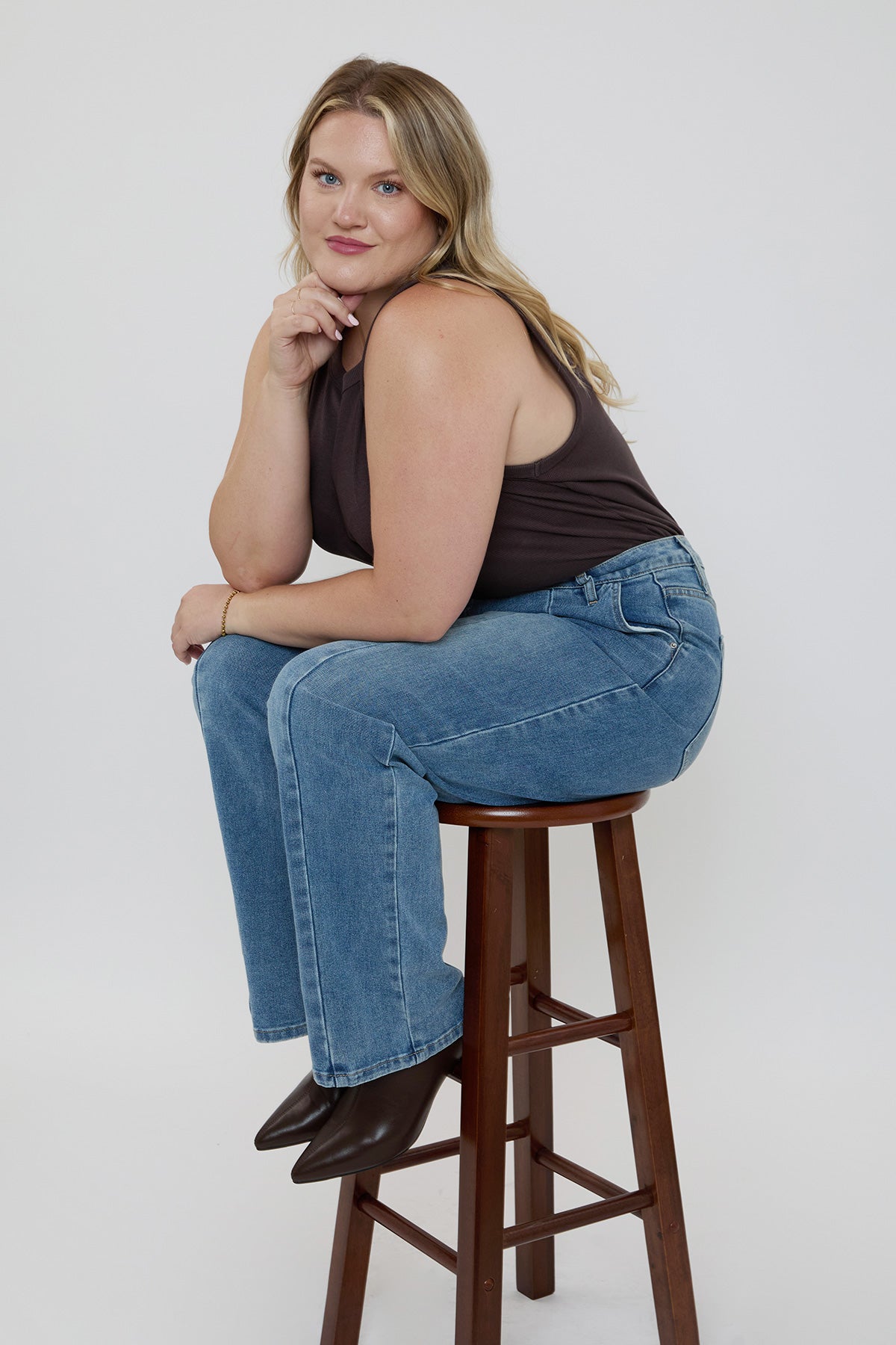 Front Seam Wide Leg Jeans