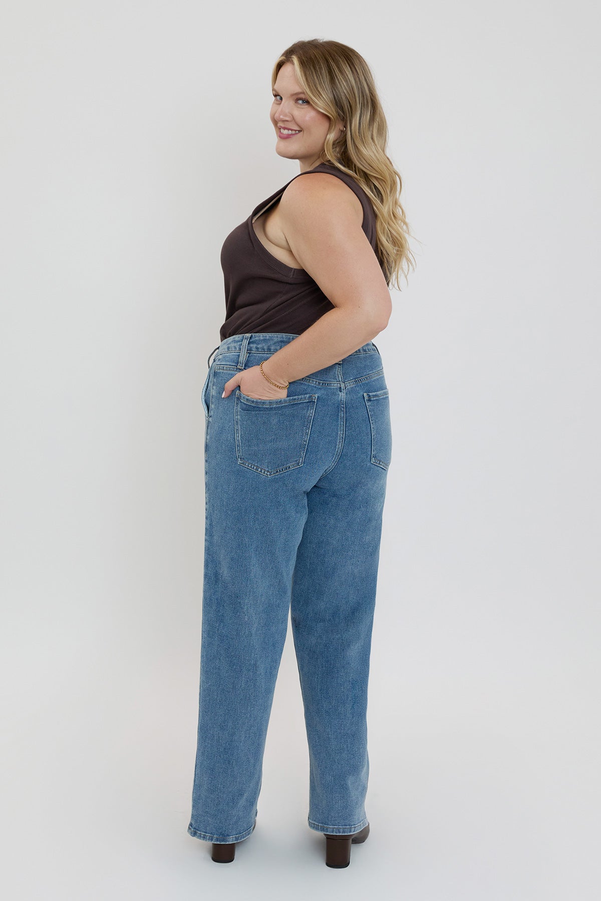 Front Seam Wide Leg Jeans