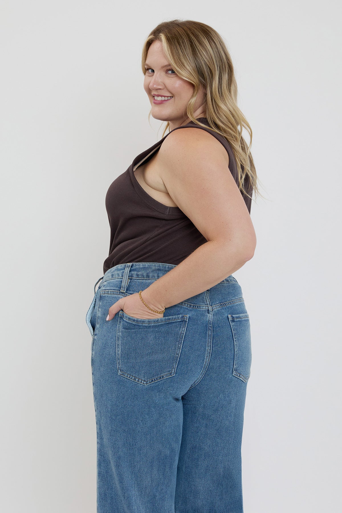 Front Seam Wide Leg Jeans