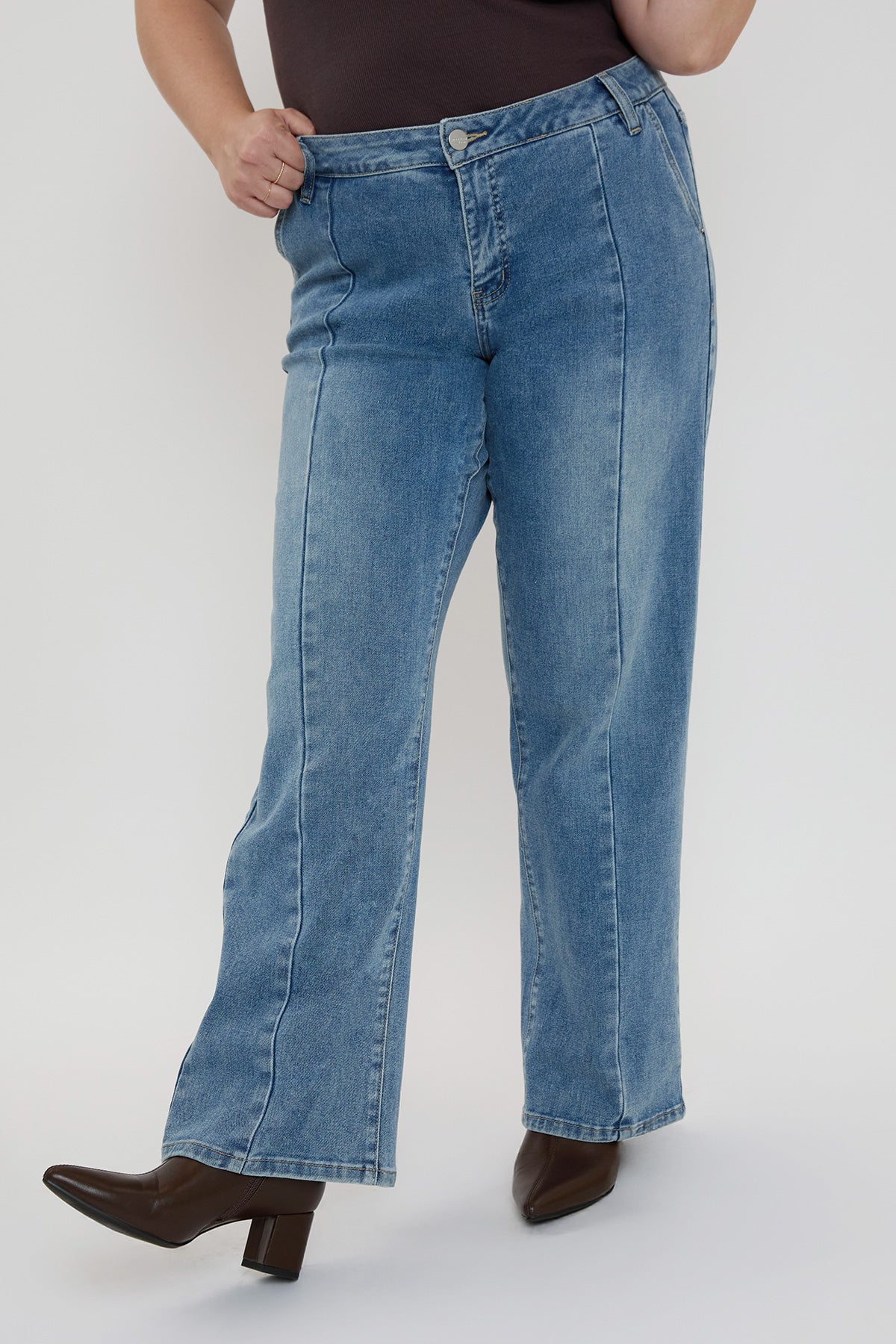 Front Seam Wide Leg Jeans