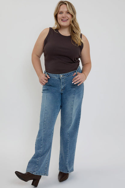 Front Seam Wide Leg Jeans
