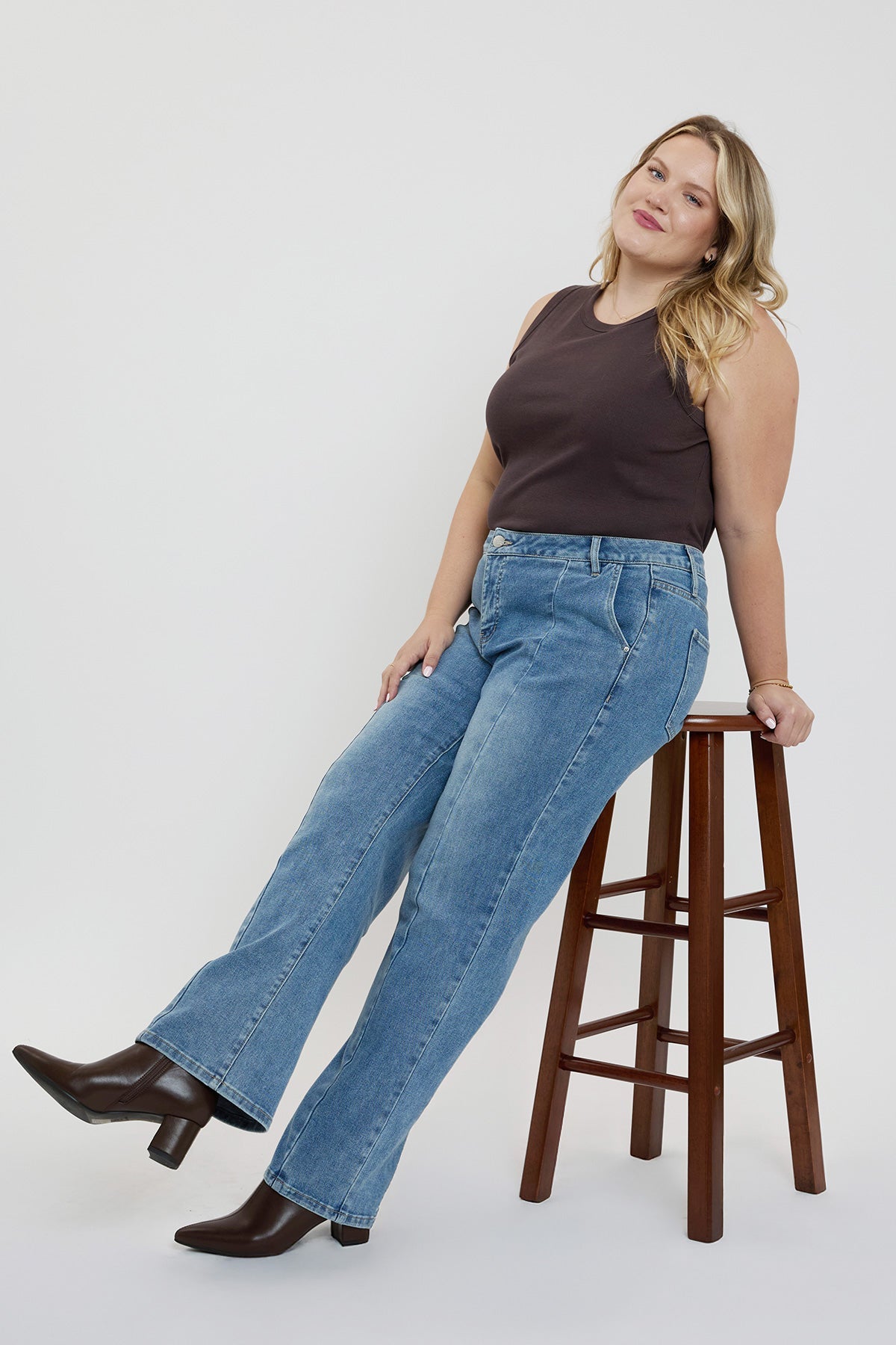 Front Seam Wide Leg Jeans