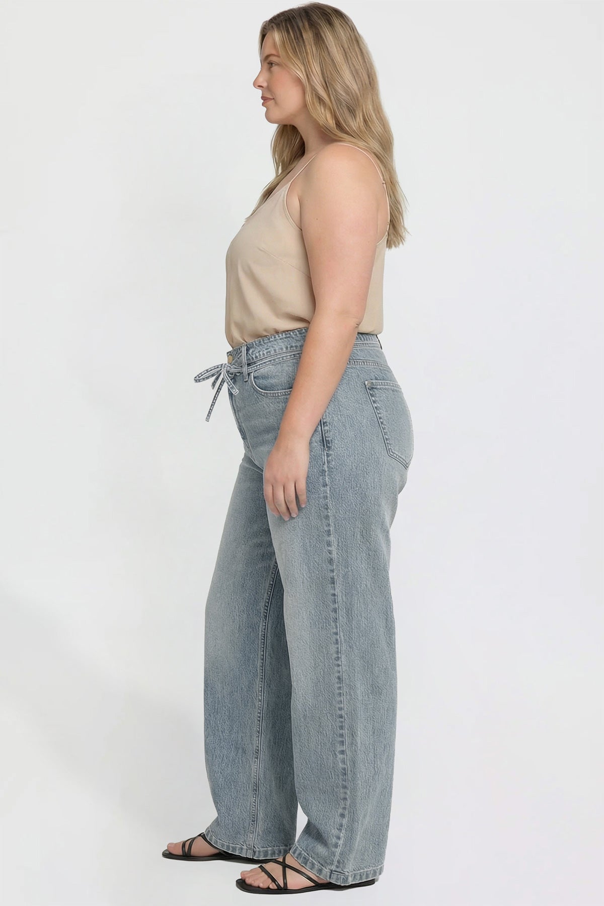 Luxe Wide Leg Tie Front Jeans