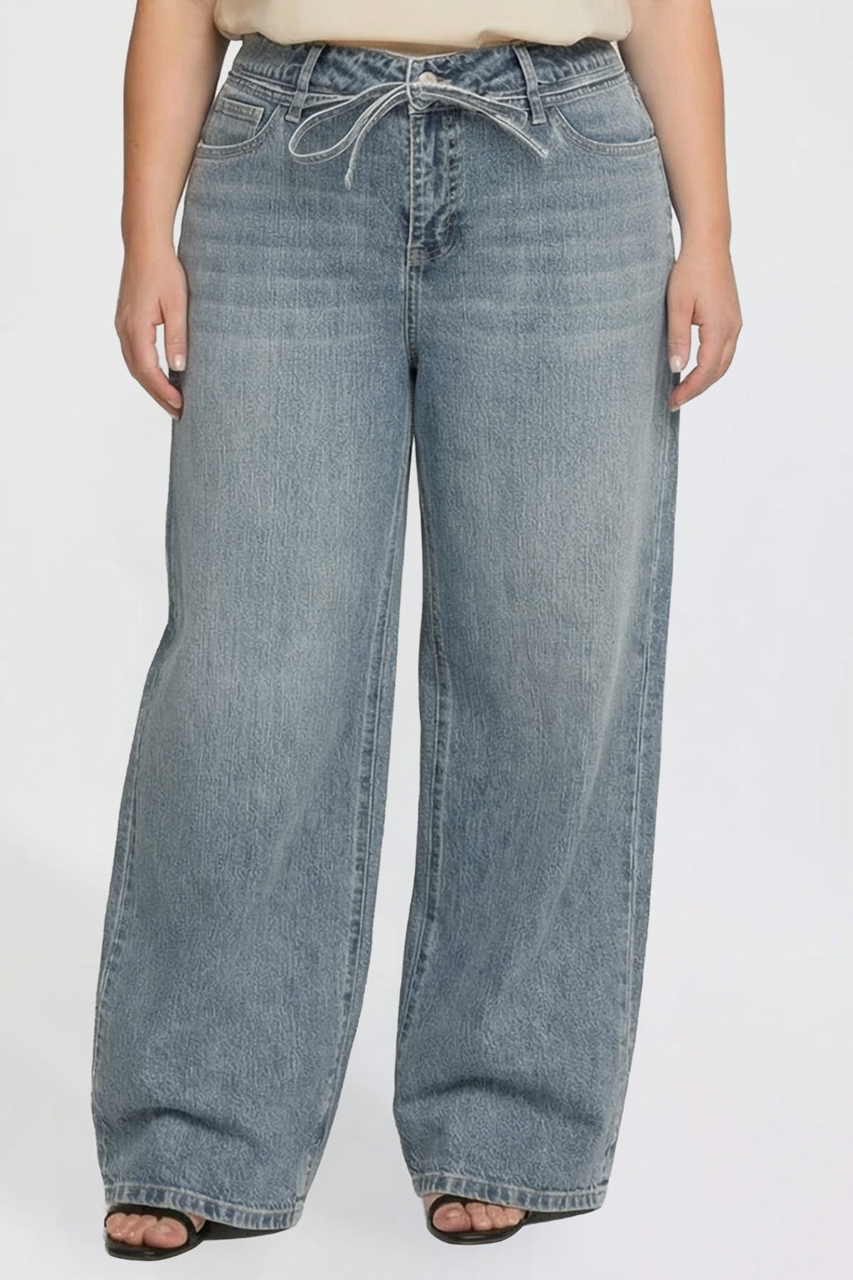 Luxe Wide Leg Tie Front Jeans