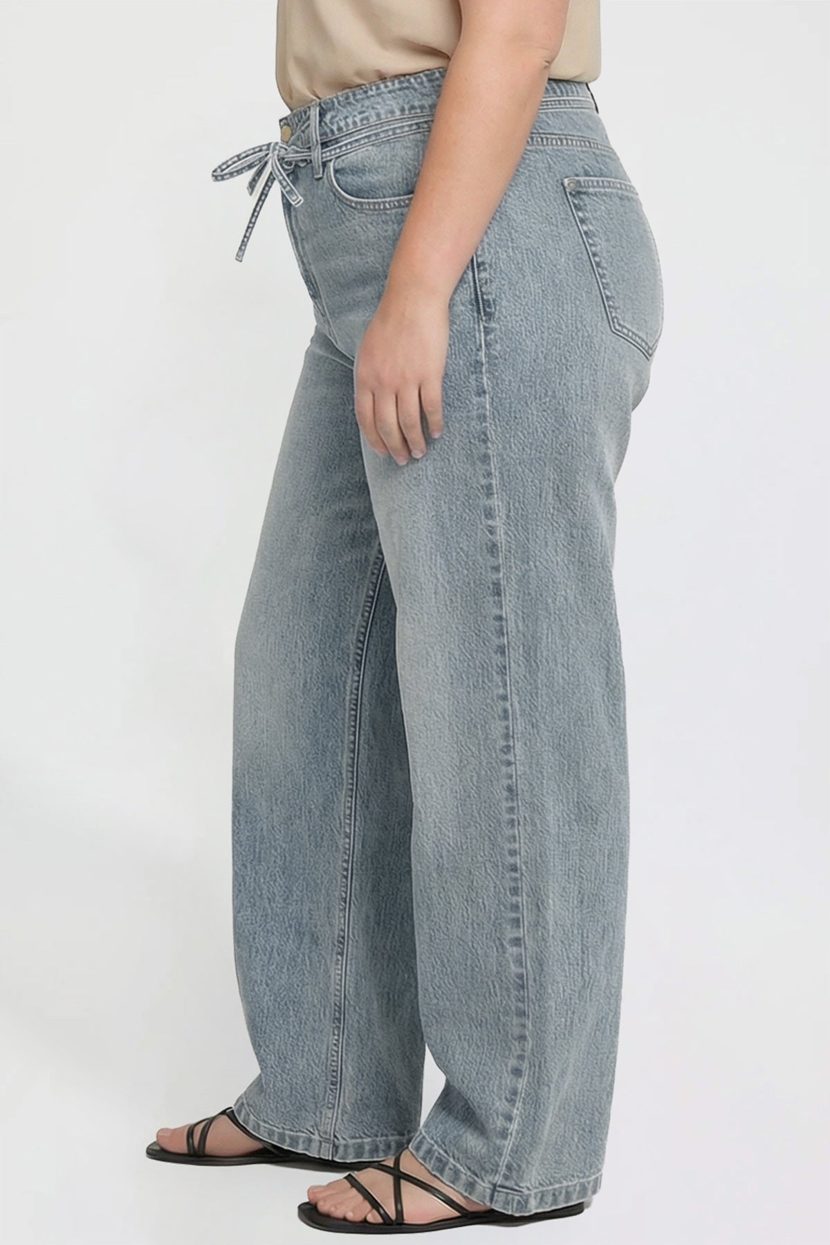 Luxe Wide Leg Tie Front Jeans