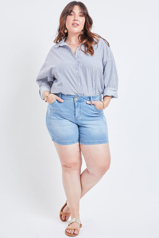 Basic 2-Button Side Slit Hem Shorts