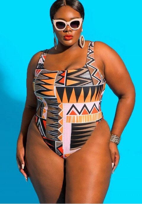 Tribal Printed High Cut One Piece Swimsuit