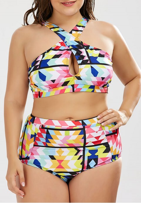 Keyhole High Waisted Two Piece Swinsuit
