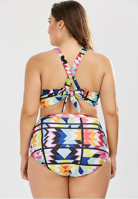 Keyhole High Waisted Two Piece Swinsuit