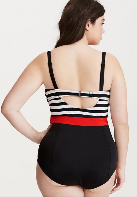 Stripe Bandeau Bodice One Piece Swimsuit