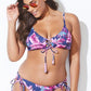 Tropical Leaf Lace Up Tie Side Bikini Swimsuit