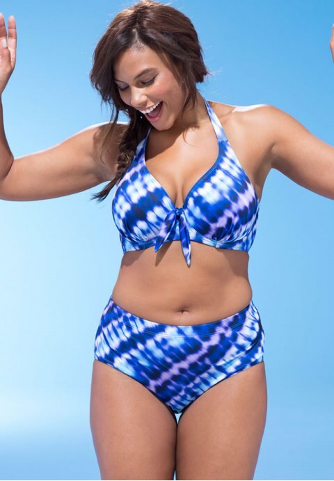 Gradient Color Halter Underwire High Waist Bikini Swimsuit