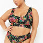 High Leg High Waist Rose Crop Tank Bikini Swimsuit
