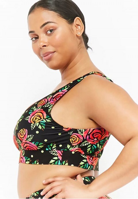 High Leg High Waist Rose Crop Tank Bikini Swimsuit