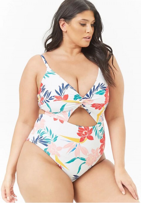 Floral Print Cutout High Leg One Piece Swimsuit