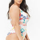 Floral Print Cutout High Leg One Piece Swimsuit
