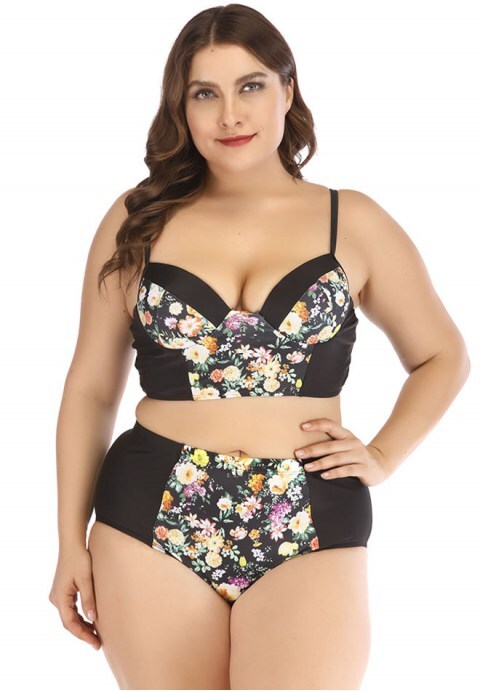 Golden Flower Underwire Two Piece Swimsuit